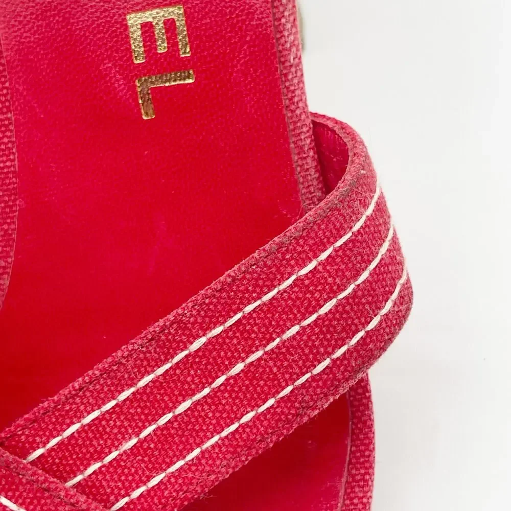 Chanel Vintage Red Canvas CC Nautical Cross Strap Slide Mule Sandal Heels EU 38